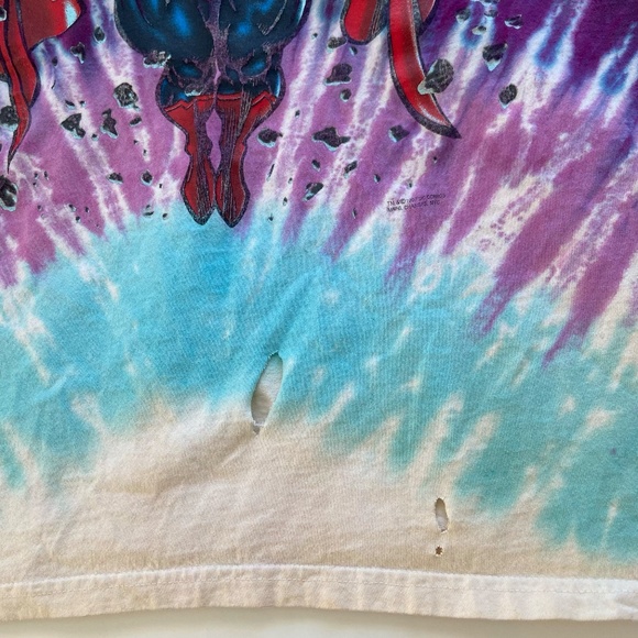 Vintage 1997 Changes Superman T-Shirt Mens XL Tie Dye DC Comics AOP 90s USA Tee - Picture 5 of 10